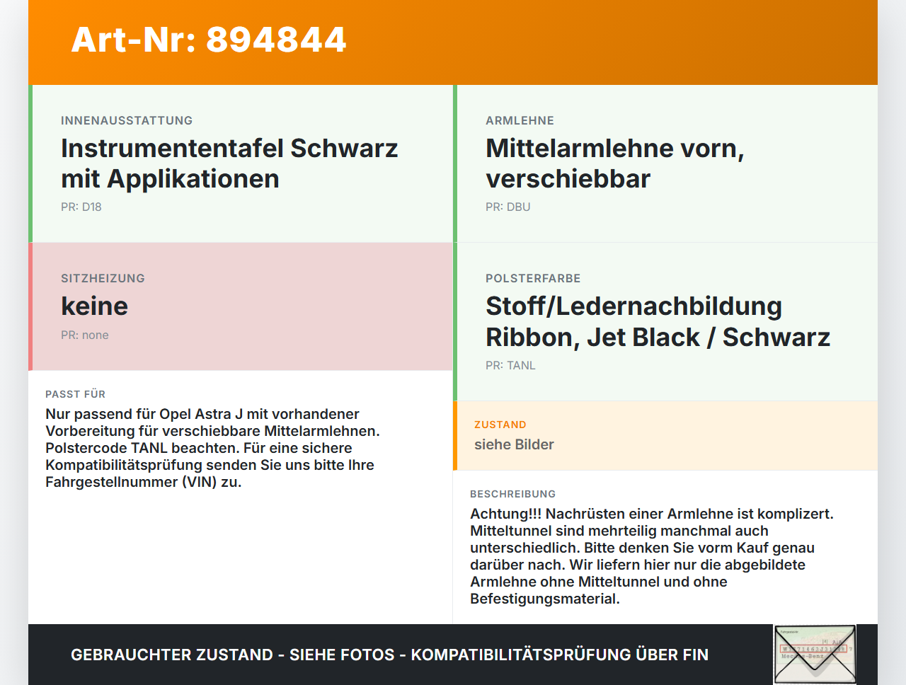 Opel Astra J 12-18 Armlehne Mittelarmlehne Auflage Opel Astra J 12-18 31.08.2015 gebraucht Vorschau 3