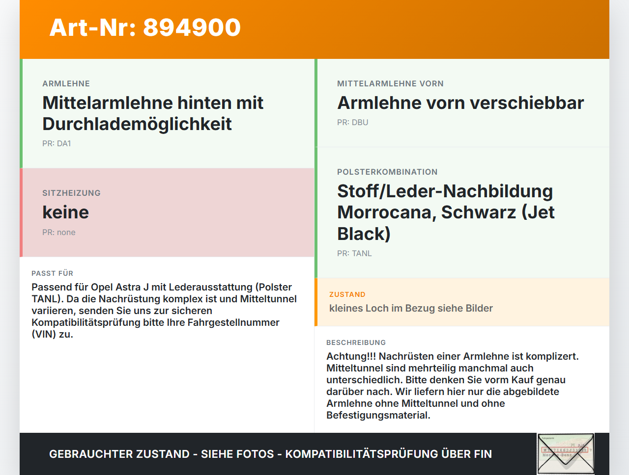 Opel Astra J 12-18 Armlehne Mittelarmlehne Auflage Leder Opel Astra J 12-18 31.08.2015 gebraucht Vorschau 3