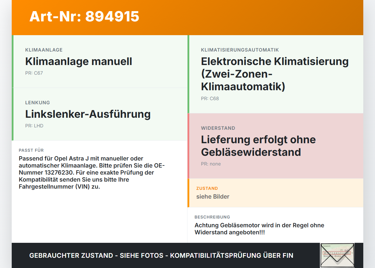 Opel Astra J 12-18 Gebläsemotor Lüftermotor Heizungsgebläse Opel Astra J 12-18 31.08.2015 U7253002 gebraucht Vorschau 3