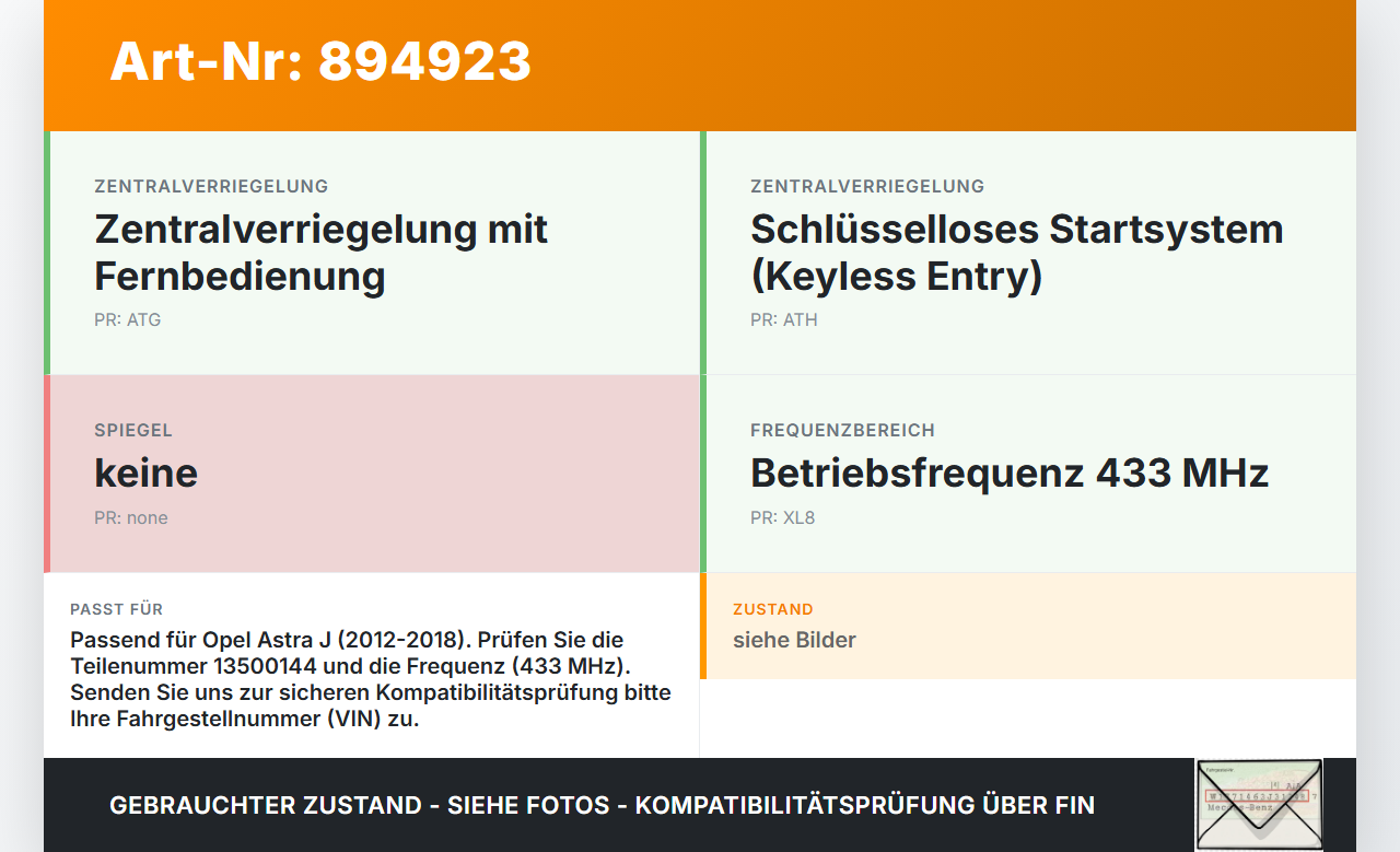 Opel Astra J 12-18 Antenne Zentralverriegelung Empfänger Opel Astra J 12-18 31.08.2015 13500144 7812A-284019 gebraucht Vorschau 3