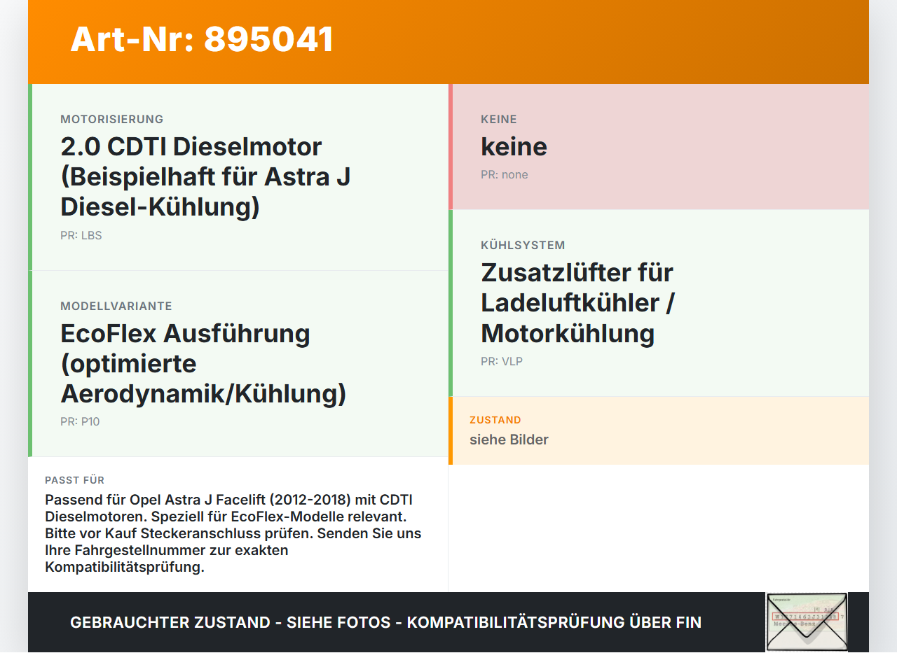 Opel Astra J 12-18 CDTI 1,6 81KW Motorkühlung Lüfter Ventilator f. Ladeluftkühler Opel Astra J 12-18 31.08.2015... Vorschau 3