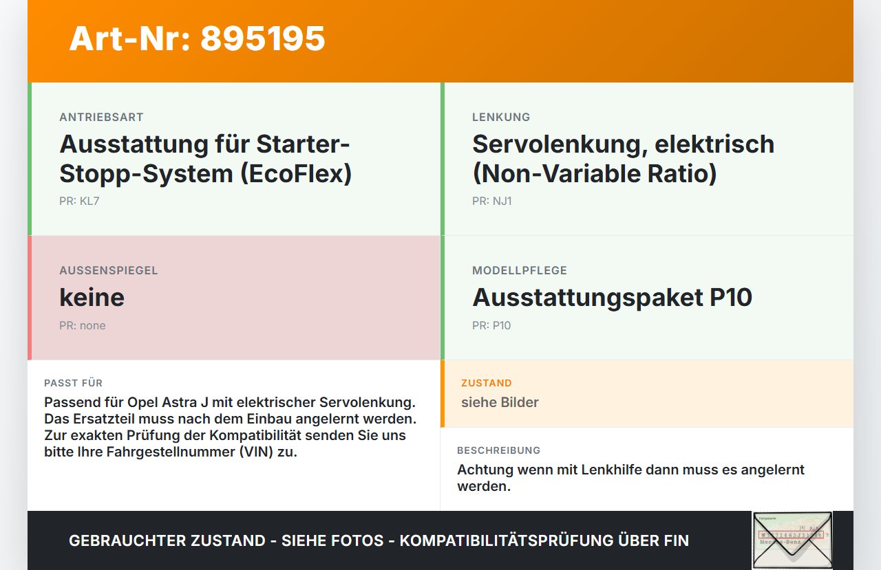 Opel Astra J 12-18 Lenkgetriebe Elektr. Servolenkung Lenkhilfe Opel Astra J 12-18 31.08.2015 0273010201 7805177341... Vorschau 3