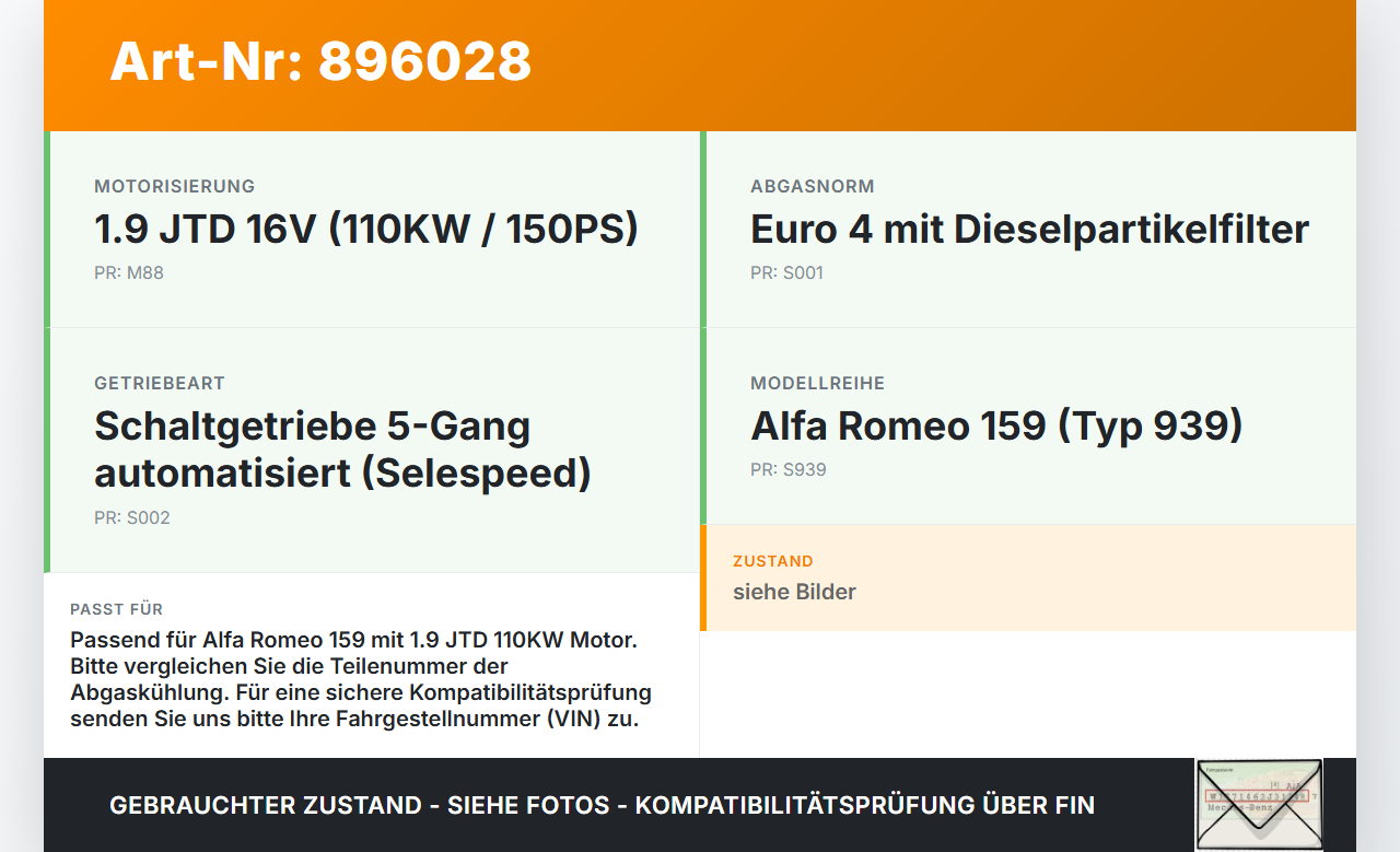 Alfa Romeo 159 939 06-11 JTD 1,9 110KW Abgaskühlung Wärmetauscher Alfa Romeo 159 939 06-11 09.03.2009 gebraucht Vorschau 3