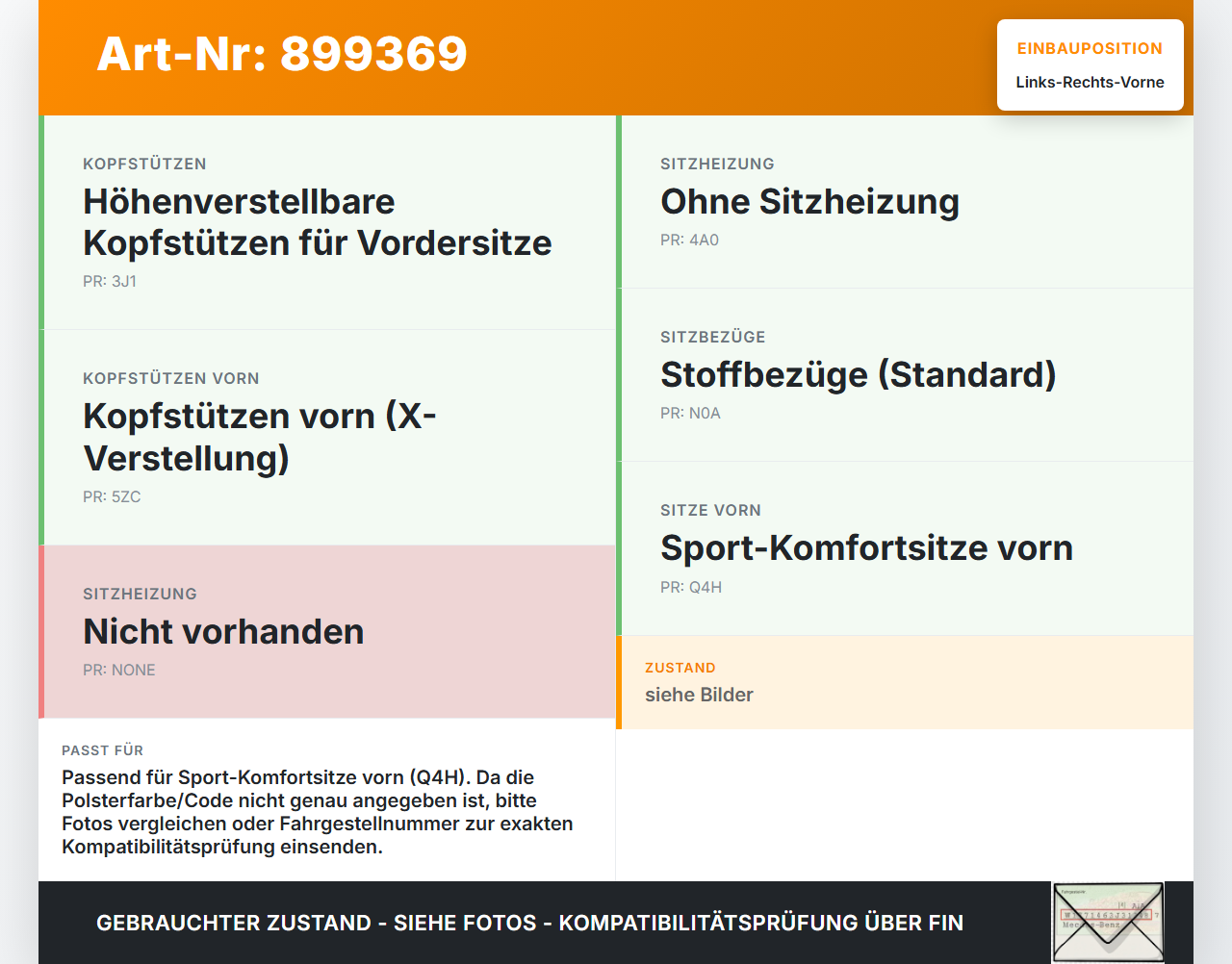Seat Ibiza IV 6J 08-12 Kopfstütze für Fahrer Sitz Rechts oder Links Vorne Seat Ibiza IV 6J 08-12 04.05.2011 gebraucht Vorschau 3