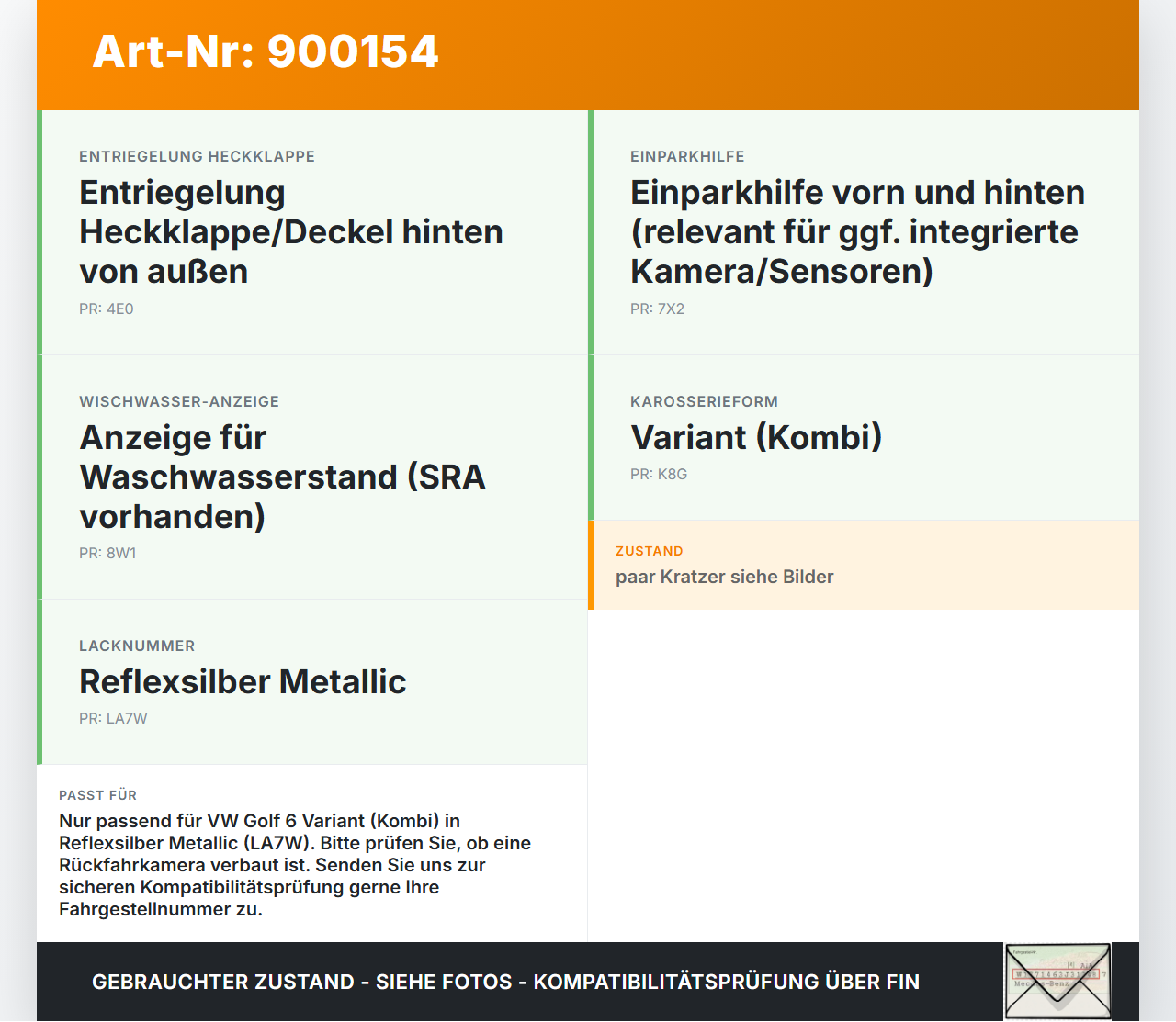 VW Golf 6 VI Variant 08-13 Kombi Griffleiste Griff aussen für Heckklappe LA7W VW Golf 6 VI Variant 08-13 02.10.2012... Vorschau 3