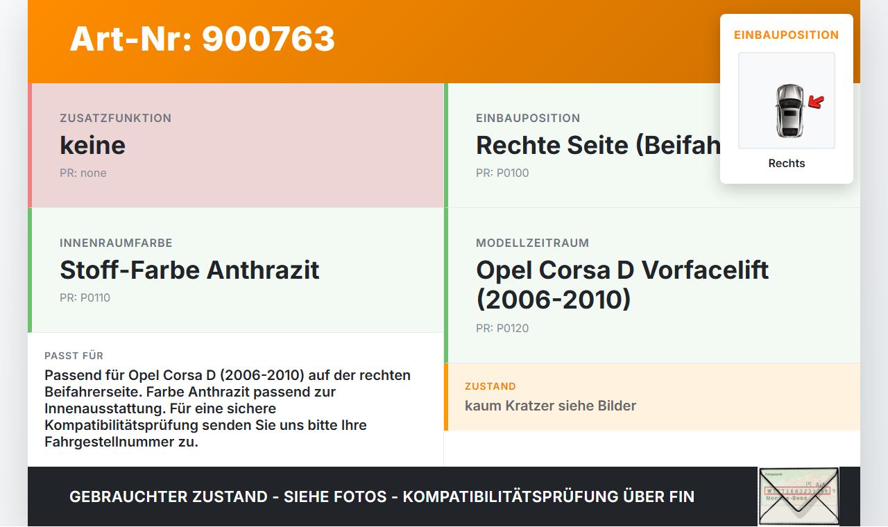 Opel Corsa D S07 06-10 Luftdusche Luftdüse Rechts Opel Corsa D S07 06-10 05.02.2008 13203702 gebraucht Vorschau 3