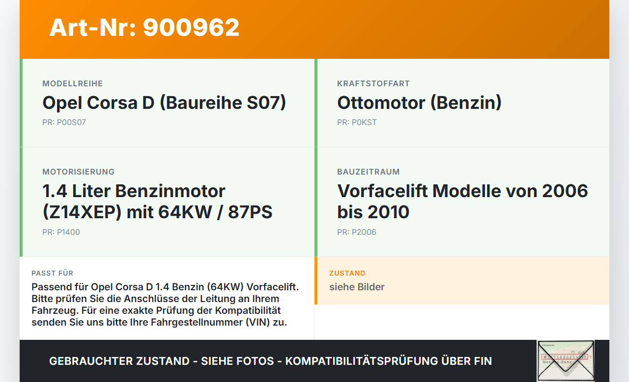 Opel Corsa D S07 06-10 1,4 64KW Leitung Kraftstoffleitung Kraftstoffschlauch Opel Corsa D S07 06-10 05.02.2008 gebraucht Vorschau 3