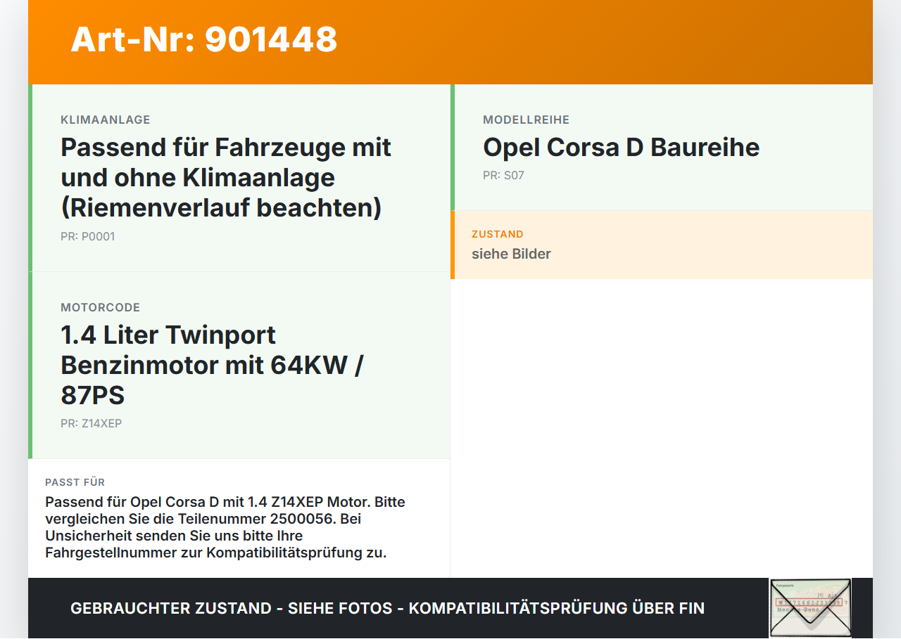 Opel Corsa D S07 06-10 1,4 64KW Z14XEP Riemenscheibe Wasserpumpe Opel Corsa D S07 06-10 05.02.2008 2500056 gebraucht Vorschau 3