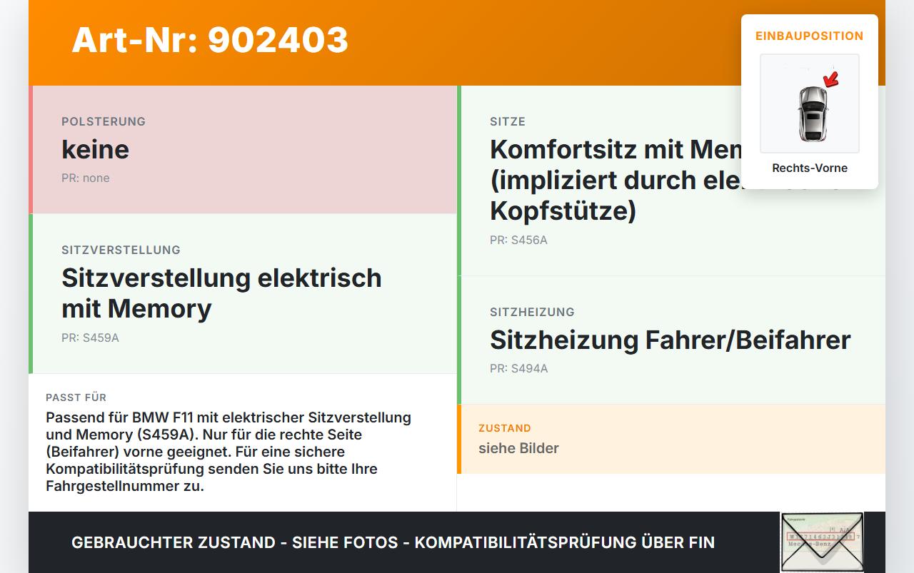 BMW F11 525d 10-14 Stellmotor für Elektr Kopfstütze Verstellung Rechts Vorne BMW F11 525d 10-14 05.04.2012 gebraucht Vorschau 3