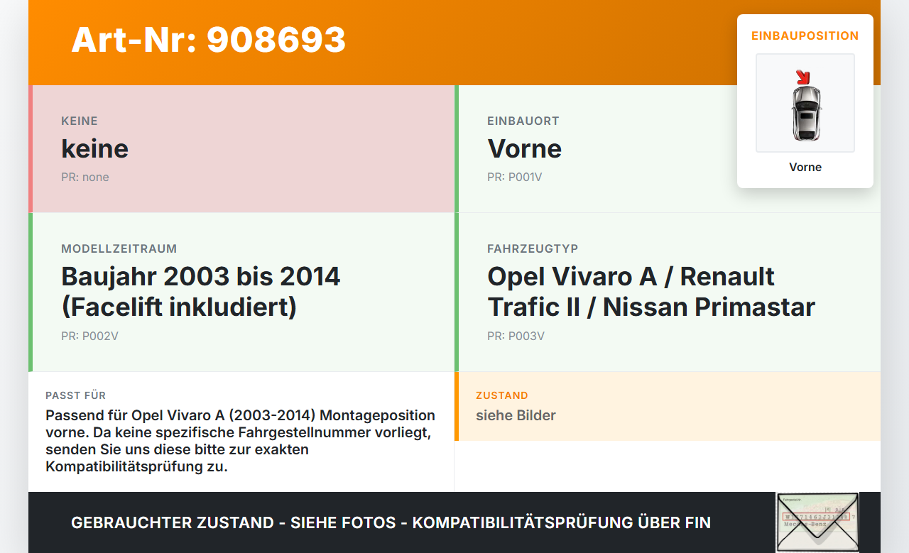 Opel Vivaro A 03-14 Stoßstangenträger Stoßfängerträger Querträger Vorne Opel Vivaro A 03-14 04.02.2004 gebraucht Vorschau 3
