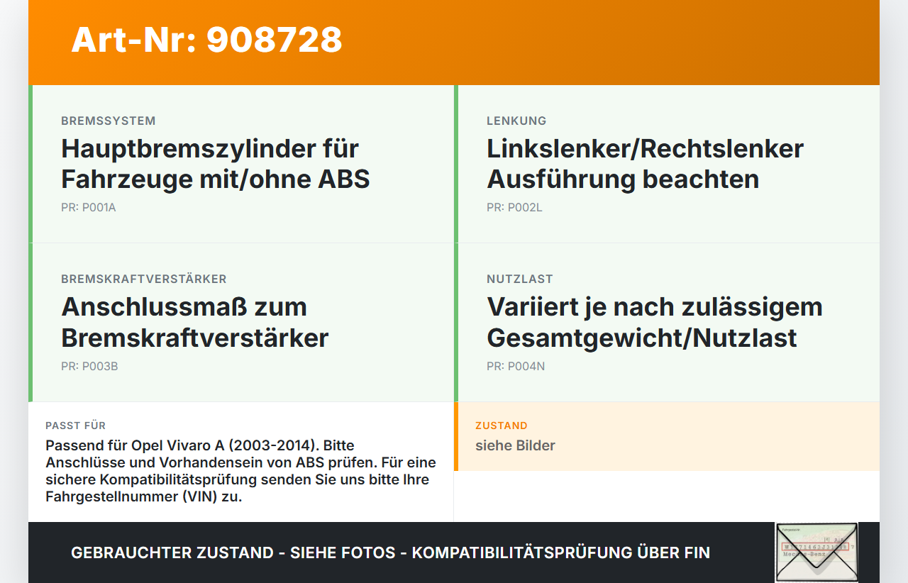 Opel Vivaro A 03-14 Hauptbremszylinder Bremszylinder Opel Vivaro A 03-14 04.02.2004 gebraucht Vorschau 3