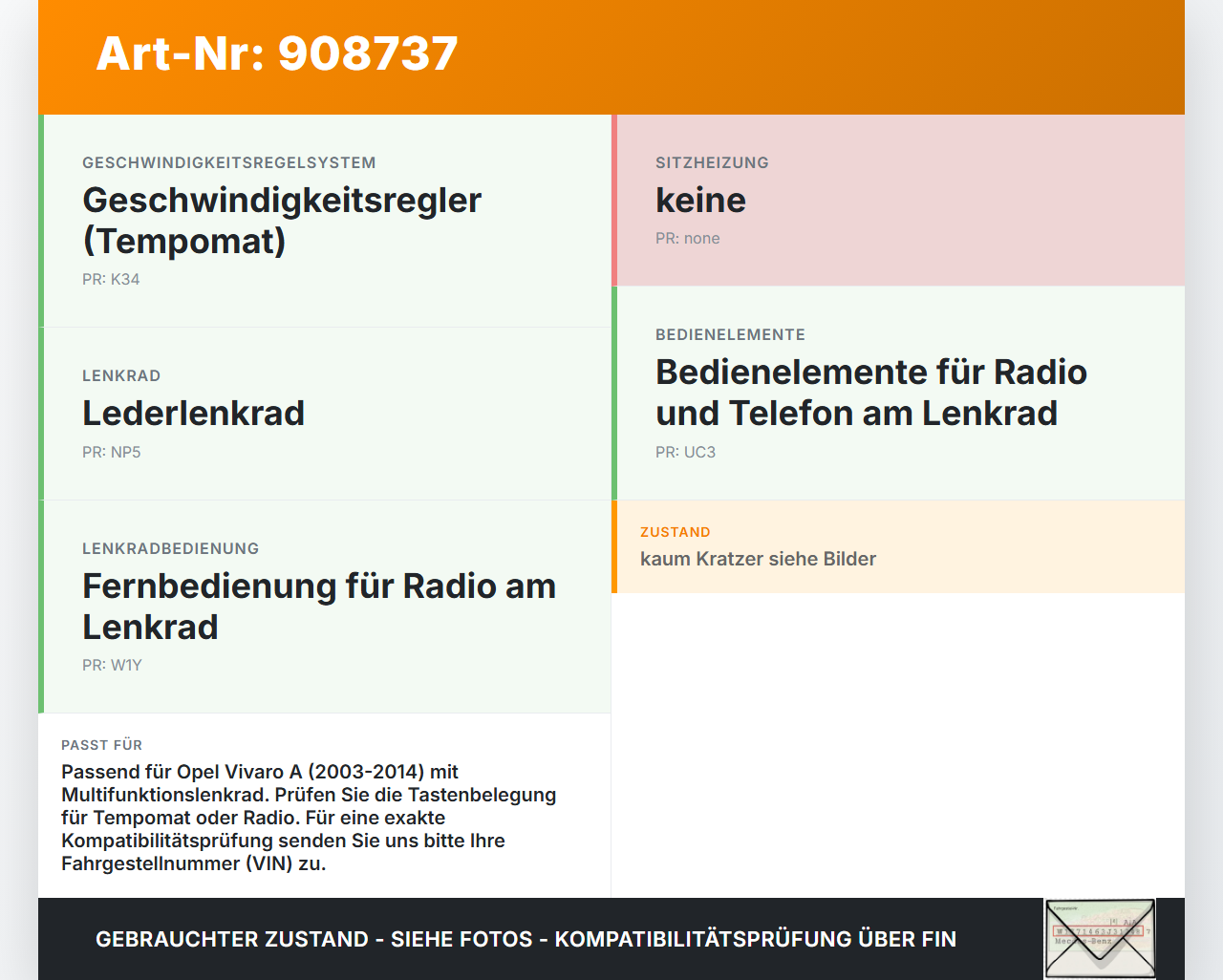 Opel Vivaro A 03-14 Lenkradschalter Multifunktionstasten Schalter für Lenkrad Opel Vivaro A 03-14 04.02.2004... Vorschau 3