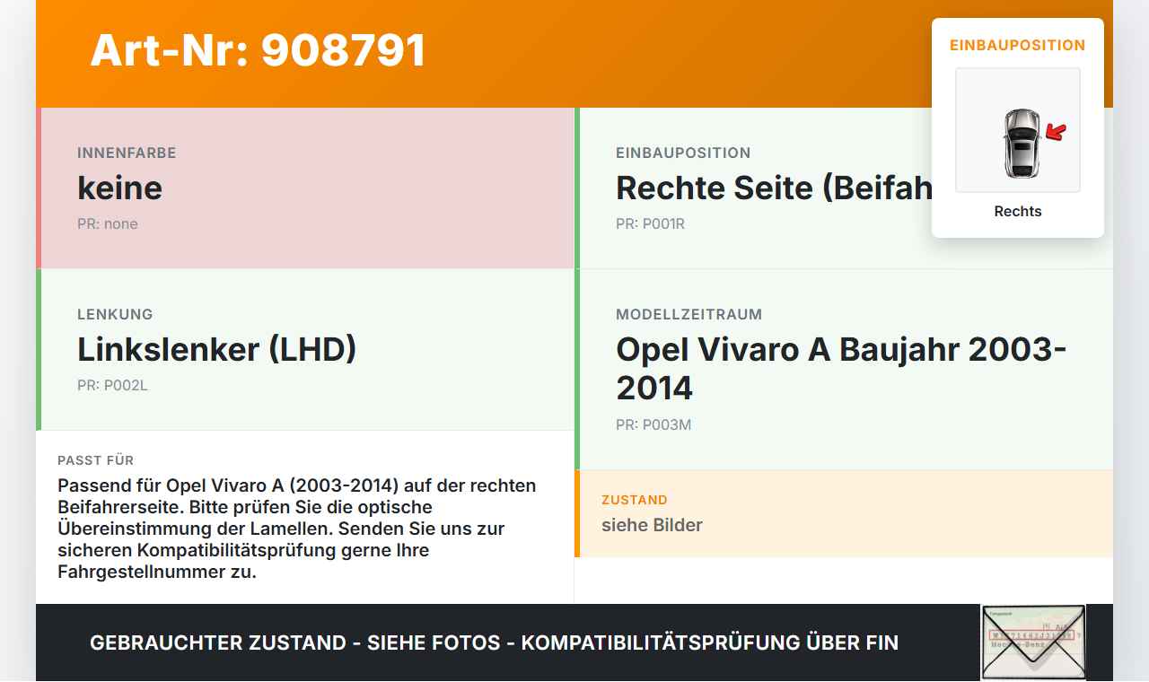 Opel Vivaro A 03-14 Luftdusche Luftdüse Rechts Opel Vivaro A 03-14 04.02.2004 gebraucht Vorschau 3