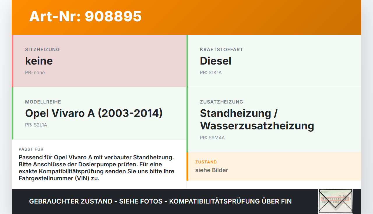 Opel Vivaro A 03-14 Dosierpumpe Kraftstoffpumpe für Standheizung Opel Vivaro A 03-14 04.02.2004 gebraucht Vorschau 3
