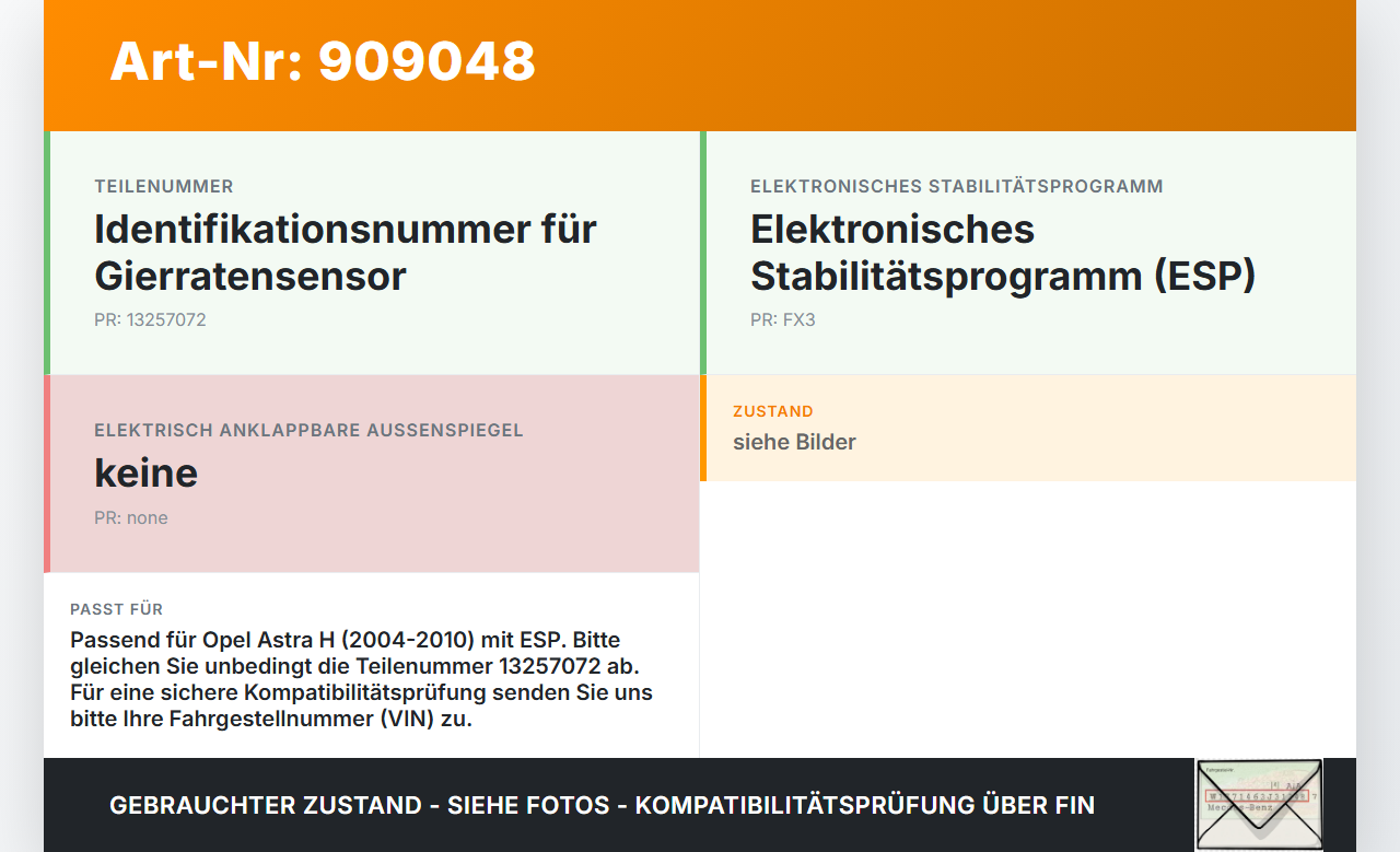 Opel Astra H 04-10 Drehratensensor Sensor Opel Astra H 04-10 30.12.2009 13257072 10.1701-0631.3 gebraucht Vorschau 3