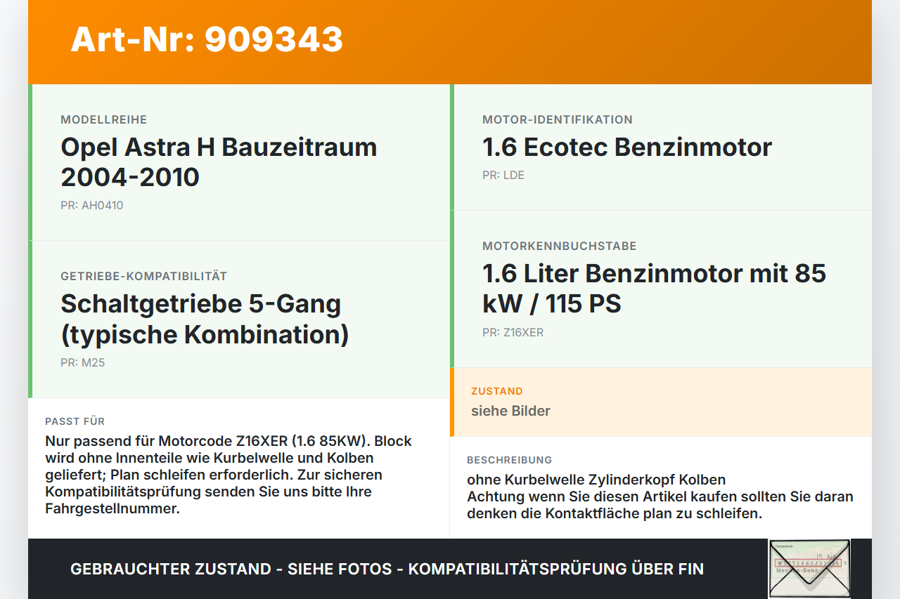 Opel Astra H 04-10 1,6 85KW Z16XER Motorblock für Motor Opel Astra H 04-10 30.12.2009 gebraucht Vorschau 3