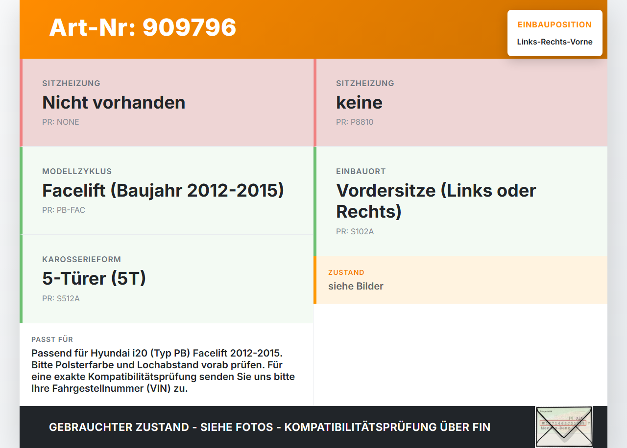 Hyundai I20 PB 12-15 5T Kopfstütze für Beifahrer Sitz Rechts oder Links Vorne Hyundai I20 PB 12-15 04.12.2013 gebraucht Vorschau 3