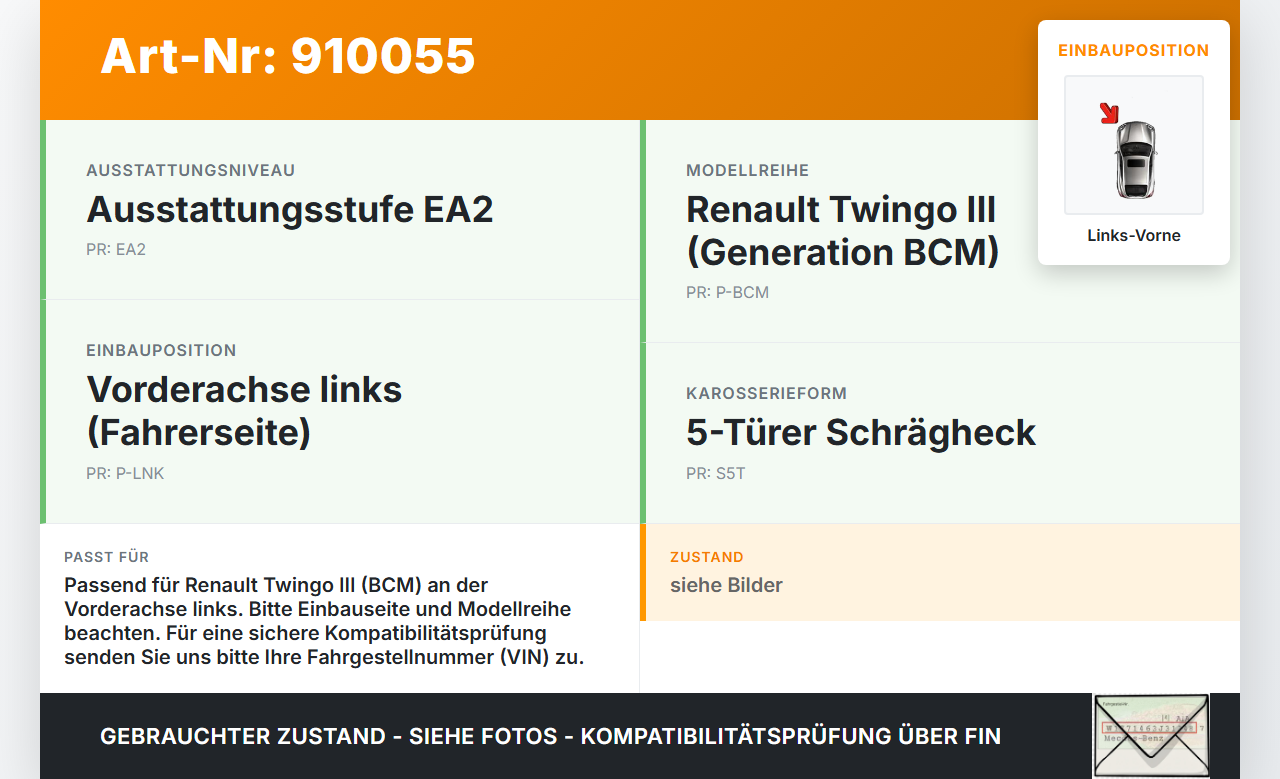 Renault Twingo III BCM 14-19 5T Querlenker Links Vorne Renault Twingo III BCM 14-19 19.01.2016 gebraucht Vorschau 3