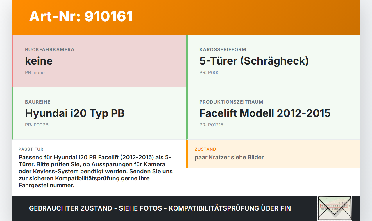 Hyundai I20 PB 12-15 5T Griffleiste Griff aussen für Heckklappe FR Hyundai I20 PB 12-15 04.12.2013 gebraucht Vorschau 3