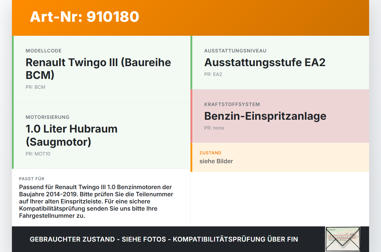Renault Twingo III BCM 14-19 1,0 52KW Einspritzleiste Düsenstock für Einspritzanlage Renault Twingo III BCM 14-19... Vorschau 3