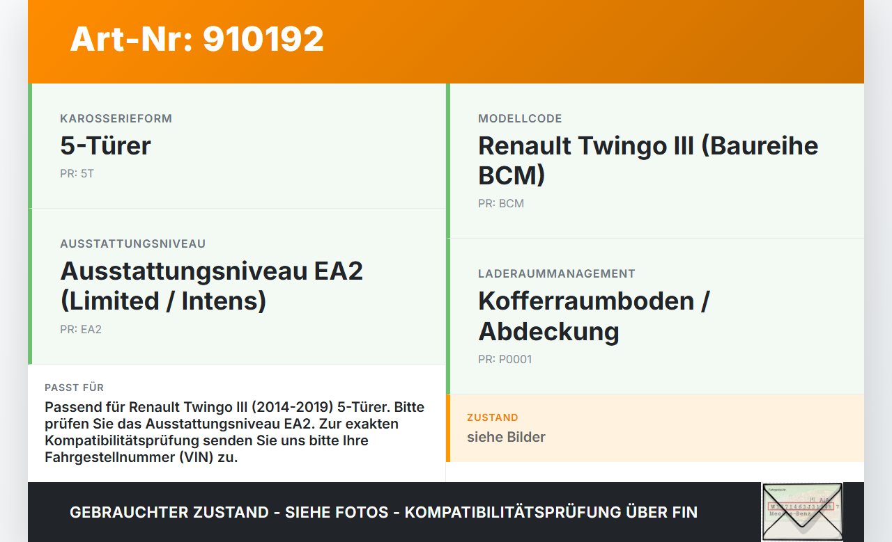 Renault Twingo III BCM 14-19 5T Einlegeboden für Kofferraum Abdeckung Renault Twingo III BCM 14-19 19.01.2016 gebraucht Vorschau 3