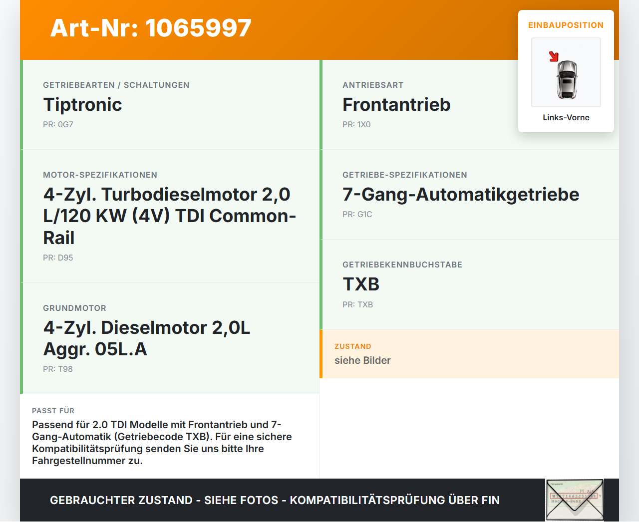 Audi A4 8W 19-24 TDI 2,0 Verlängerung Zwischenwelle für Antriebswelle Links Vorne Audi A4 8W 19-24 27.01.2020... Vorschau 3