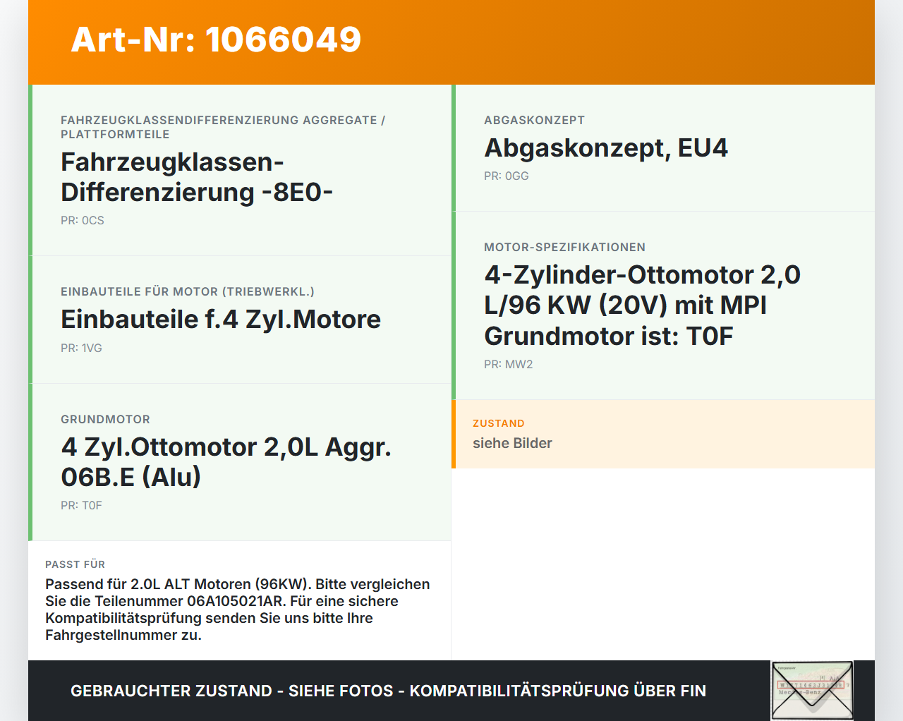 Audi A4 8E 04-08 2,0 96KW ALT Kurbelwelle Audi A4 8E 04-08 12.09.2005 06A105021AR 050105189B gebraucht Vorschau 3