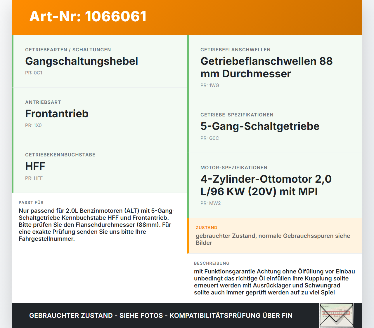 Audi A4 8E 04-08 2,0 96KW HFF Schaltgetriebe Getriebe Audi A4 8E 04-08 12.09.2005 012300063 gebraucht Vorschau 3