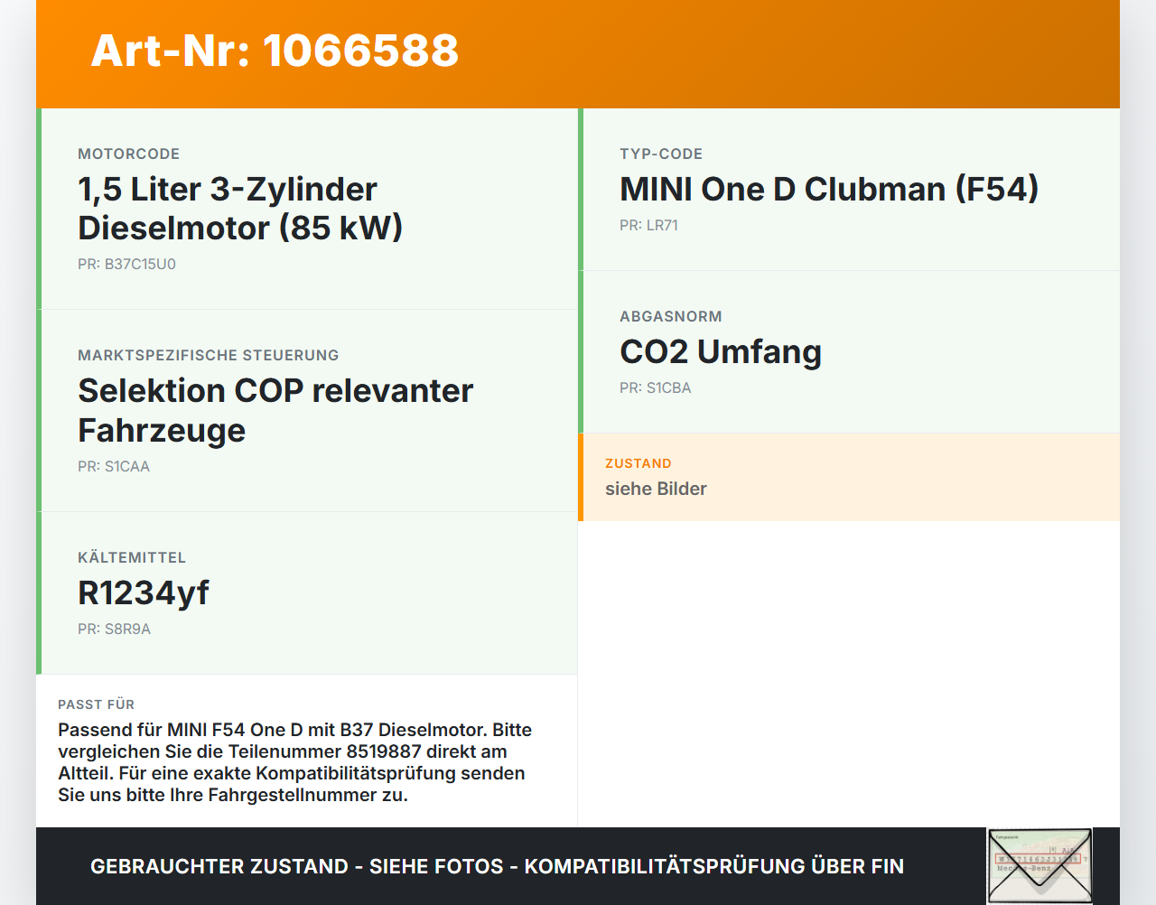 MINI F54  Clubman 15-19 1,5 85KW B37C15U0 Abgaskrümmer MINI F54  Clubman 15-19 19.05.2017 11628519887 1162-8519887... Vorschau 3