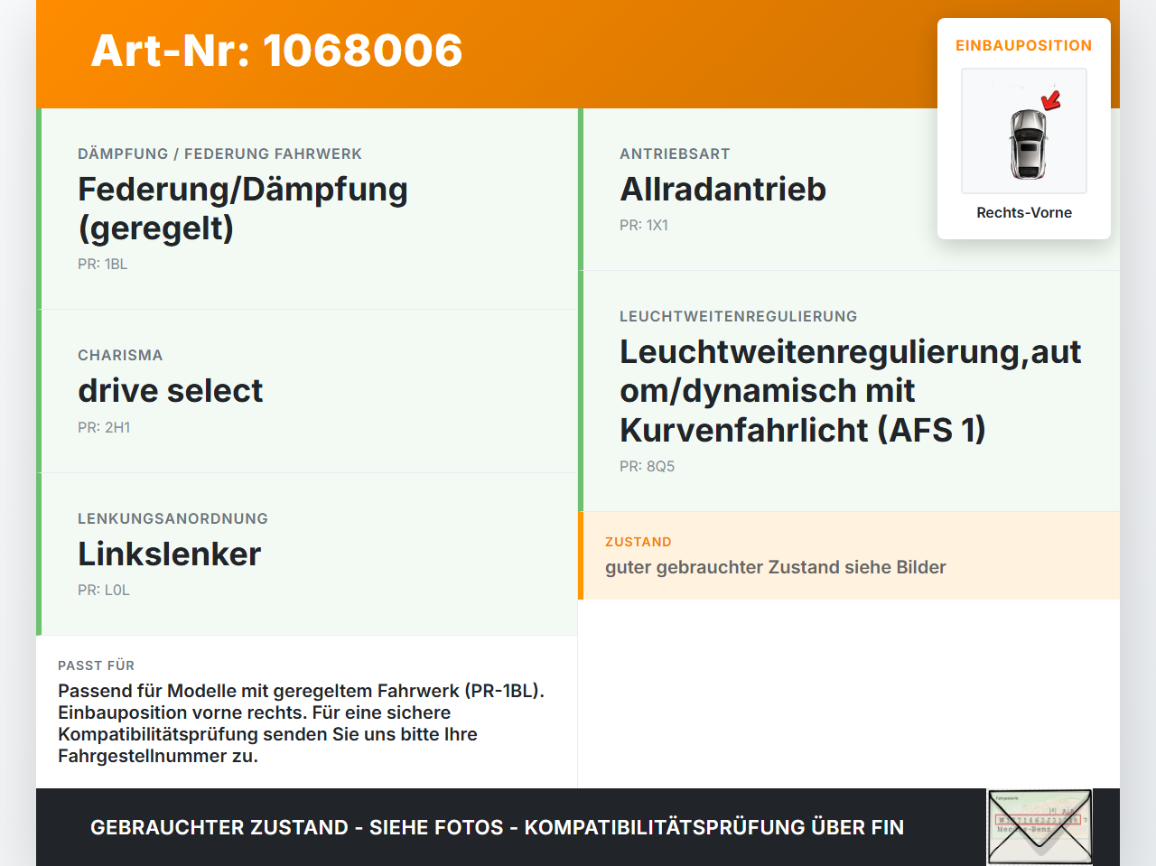 Audi Q5 8R 12-16 TFSI 2,0 169KW Sensor Beschleunigungssensor Luftfahrwerk Rechts Vorne Audi Q5 8R 12-16 04.10.2016... Vorschau 3