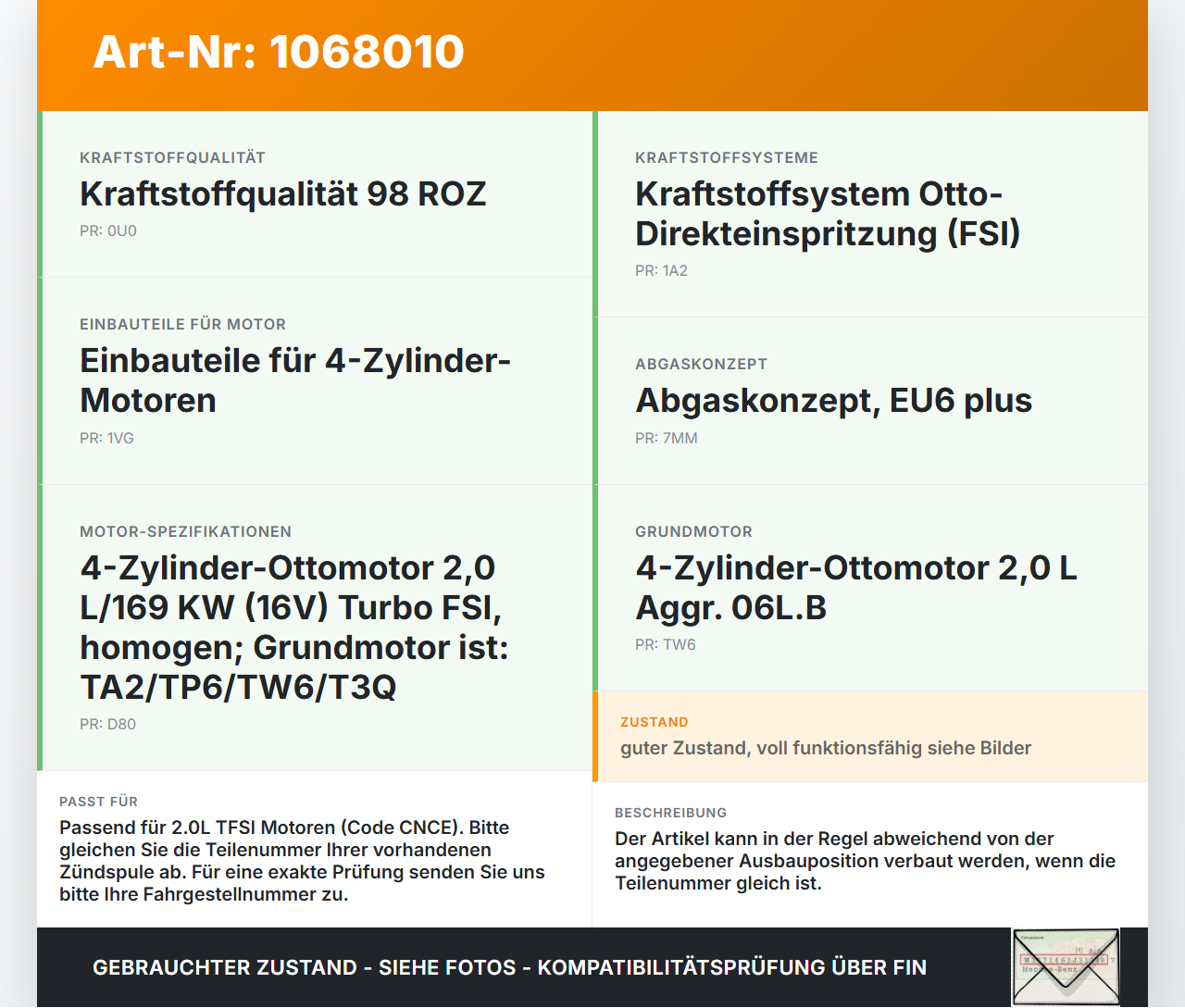 Audi Q5 8R 12-16 TFSI 2,0 169KW Original Zündspule Stabzündspule Zündmodul Zündkerzenstecker Audi Q5 8R 12-16... Vorschau 3