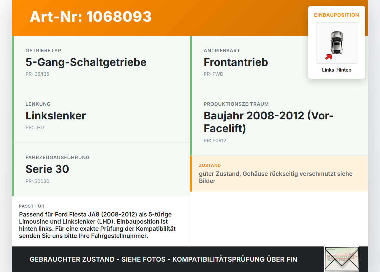 Ford Fiesta JA8 VII 08-12 Nebelschlussleuchte Links Hinten Ford Fiesta JA8 VII 08-12 19.01.2009 8A61-15K273-AD gebraucht Vorschau 3