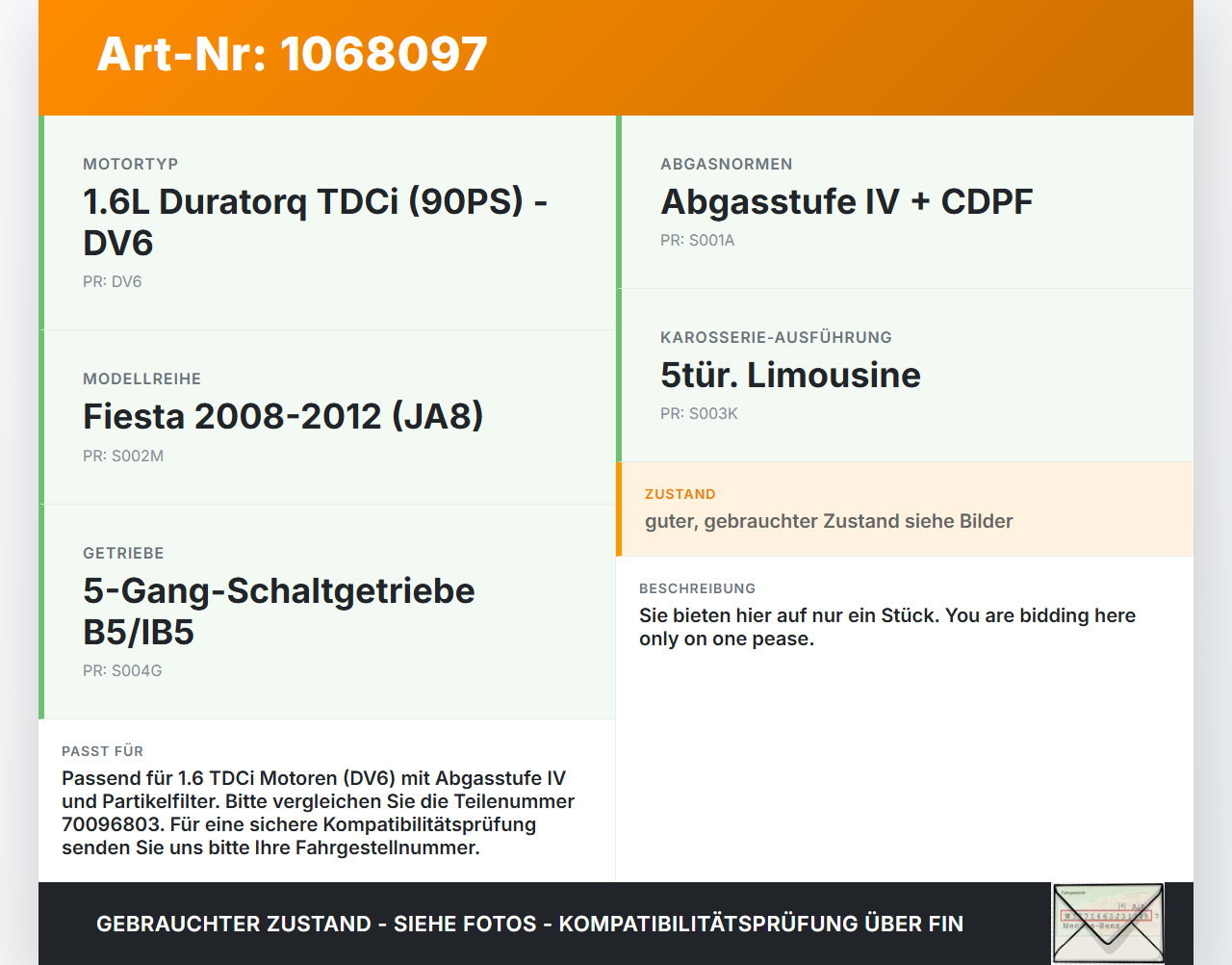 Ford Fiesta JA8 VII 08-12 TDCi 1,6 66KW Magnetventil Druckwandler Ford Fiesta JA8 VII 08-12 19.01.2009... Vorschau 3