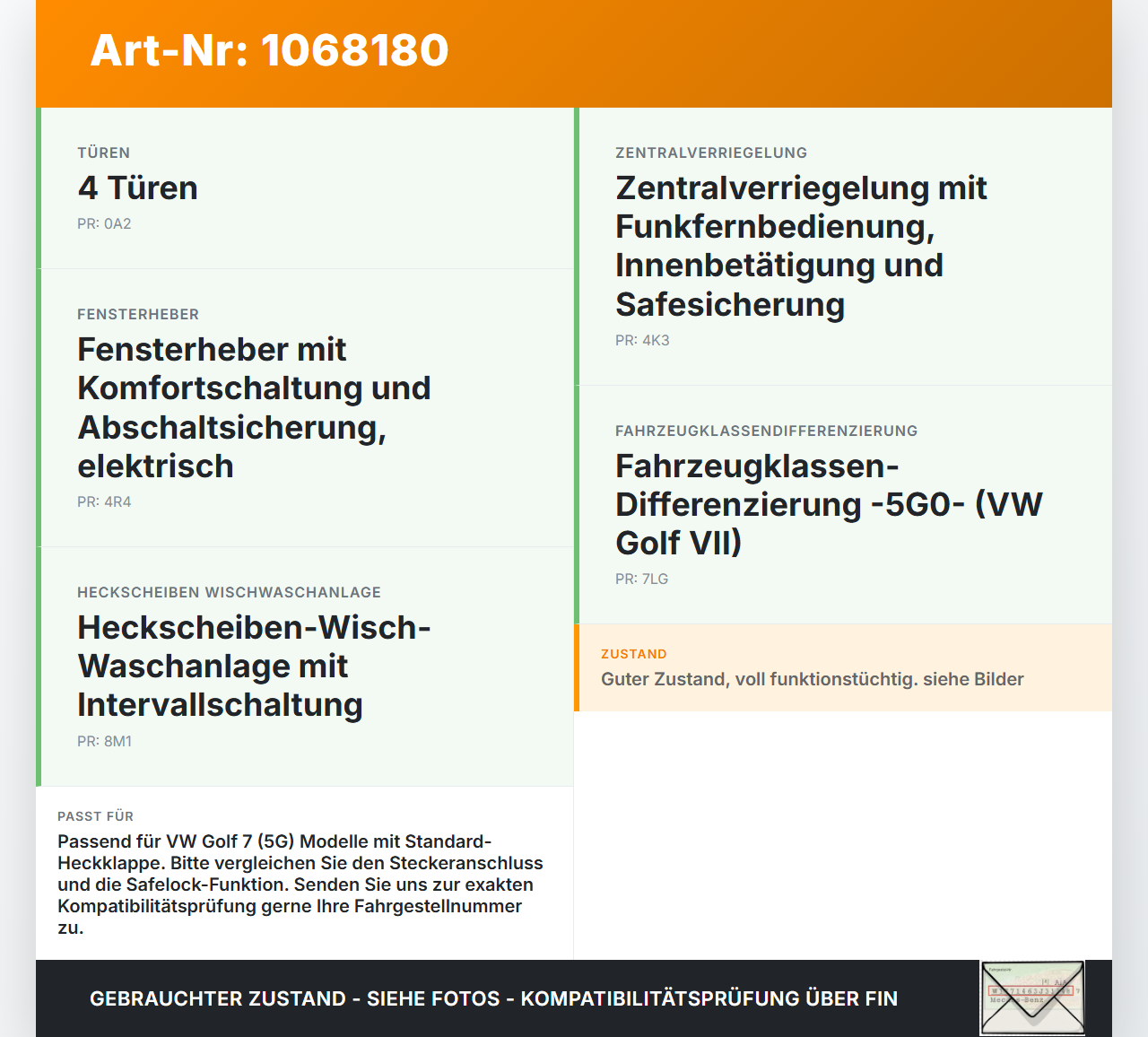 VW Golf VII 7 5G 17-20 5T Schloss f. Heckklappe Heckklappenschloss Verriegelung VW Golf VII 7 5G 17-20 22.11.2019... Vorschau 3