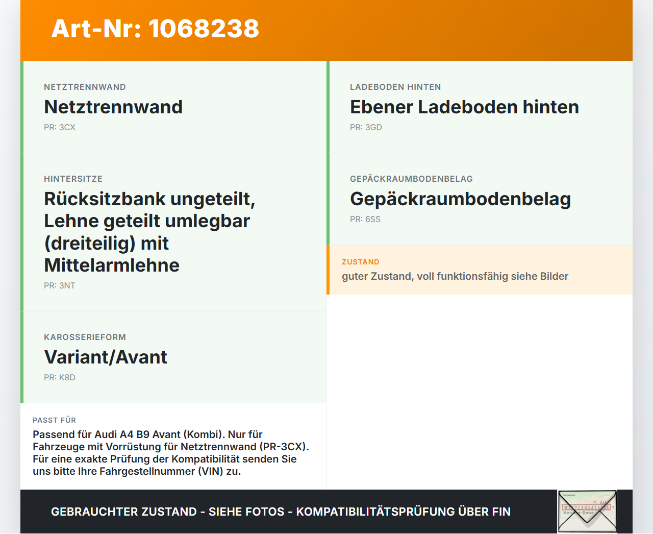 Audi A4 8W B9 19-24 Kombi Trennnetz Gepäcknetz Sicherheitsnetz Rollonetz Audi A4 8W B9 19-24 18.12.2015 8W9861691... Vorschau 3