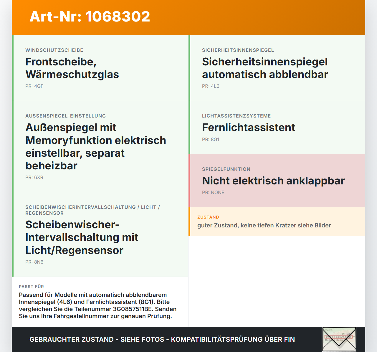 VW Golf VII 7 5G 17-20 Innenspiegel Rückspiegel Spiegel Innen VW Golf VII 7 5G 17-20 22.11.2019 3G0857511BE gebraucht Vorschau 3