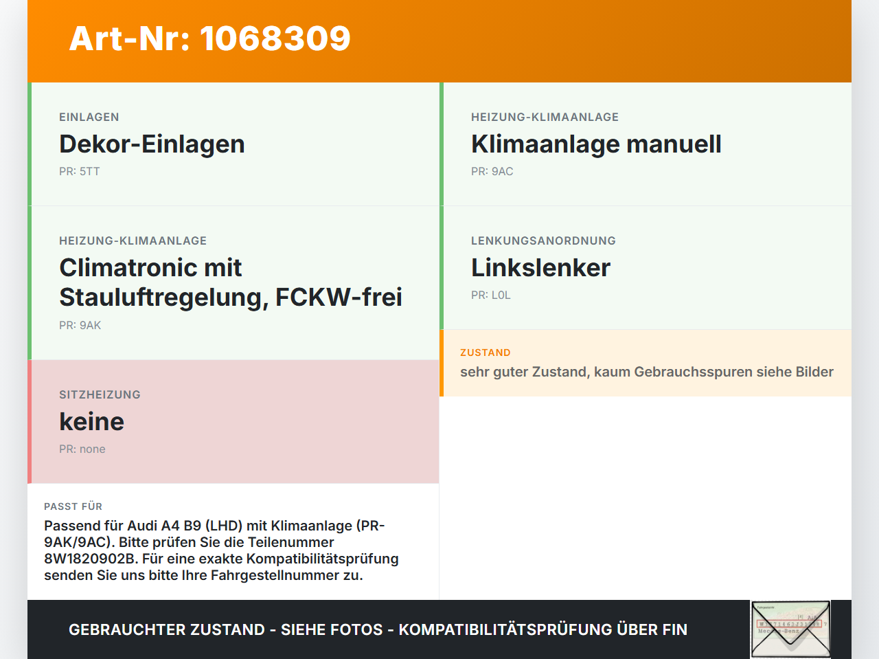 Audi A4 8W B9 19-24 Luftdusche Luftdüse Komplett Audi A4 8W B9 19-24 18.12.2015 8W1820902B gebraucht Vorschau 3