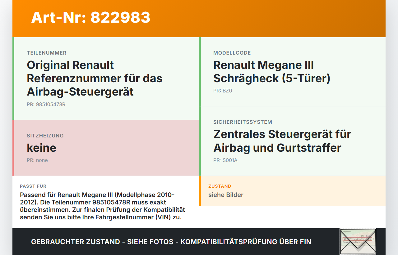 Renault Megane III BZ0 10-12 Airbag Steuergerät Airbagsteuergerät Renault Megane III BZ0 10-12 28.09.2011... Vorschau 3