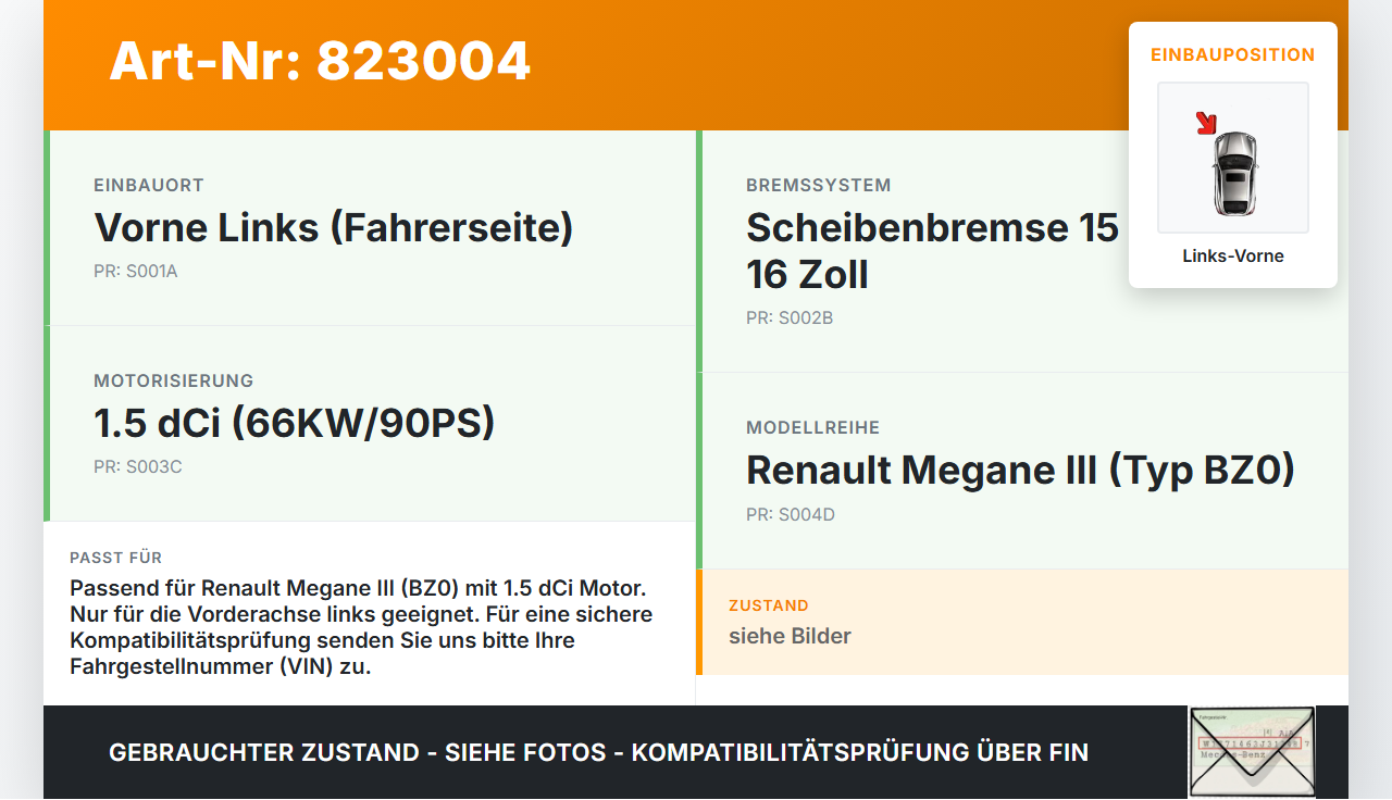 Renault Megane III BZ0 10-12 dCi 1,5 66KW Bremssattel Bremszange Vorne Links Renault Megane III BZ0 10-12... Vorschau 3