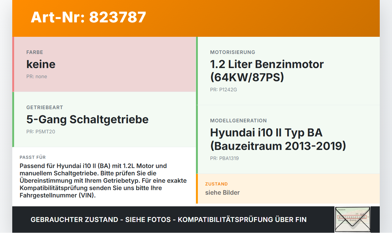 Hyundai I10 II BA 13-19 1,2 64KW Schaltzug Schaltseilzug Schaltseil Hyundai I10 II BA 13-19 08.12.2014 gebraucht Vorschau 3