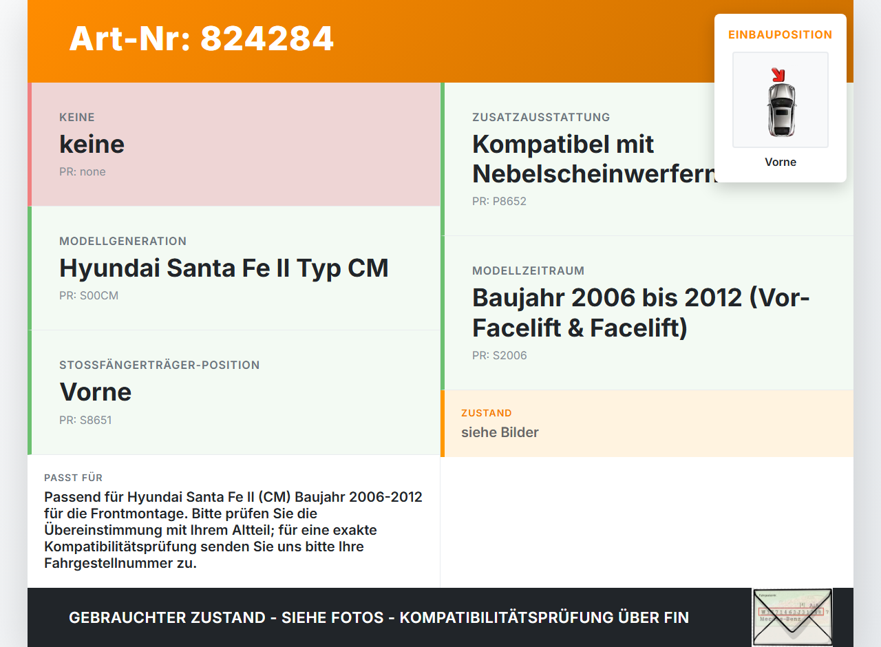 Hyundai Santa Fe II CM 06-12 Stoßstangenträger Stoßfängerträger Querträger Vorne Hyundai Santa Fe II CM 06-12... Vorschau 3