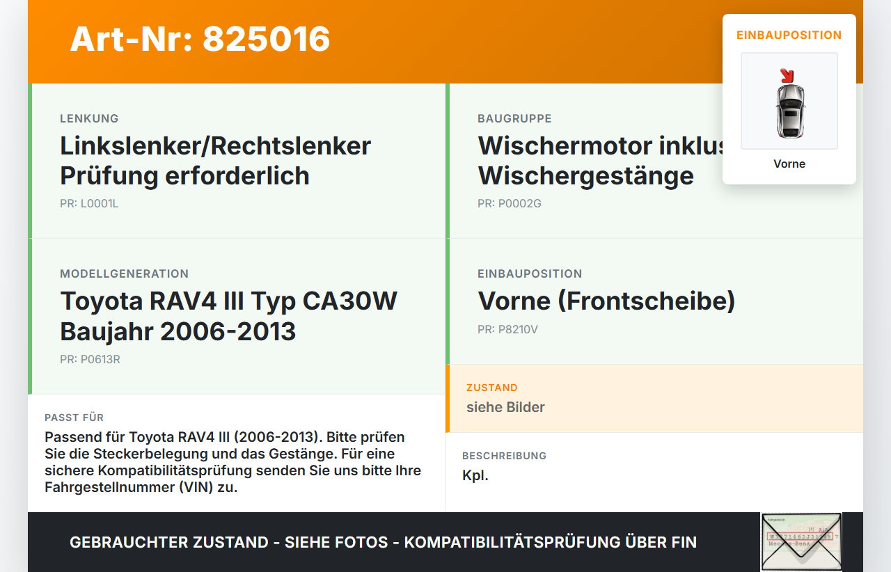 Toyota RAV4 III CA30W 06-13 Scheibenwischermotor Wischermotor m. Gestänge Vorne Toyota RAV4 III CA30W 06-13... Vorschau 3