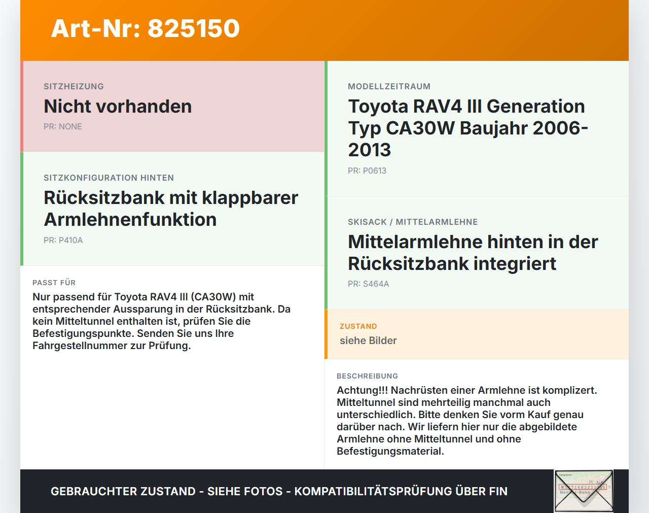 Toyota RAV4 III CA30W 06-13 Armlehne Mittelarmlehne Auflage für Rücksitzbank Toyota RAV4 III CA30W 06-13 19.04.2006... Vorschau 3