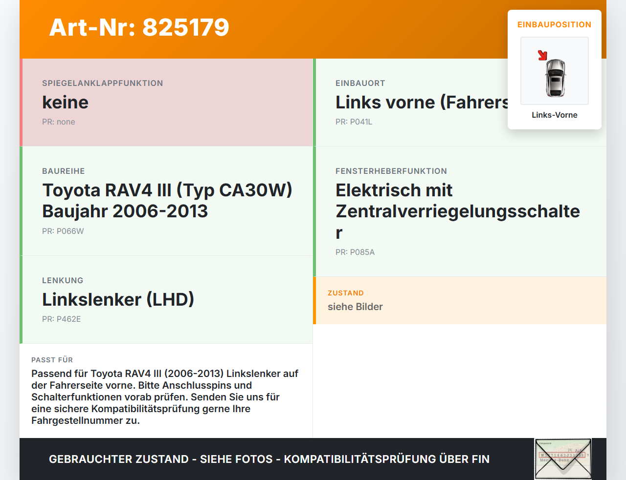 Toyota RAV4 III CA30W 06-13 Fensterheberschalter Schalter Links Vorne Toyota RAV4 III CA30W 06-13 19.04.2006 gebraucht Vorschau 3