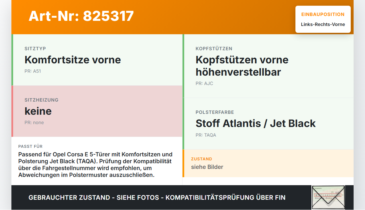 Opel Corsa E 14-19 5T Kopfstütze für Beifahrer Sitz Rechts oder Links Vorne Opel Corsa E 14-19 27.01.2016 gebraucht Vorschau 3