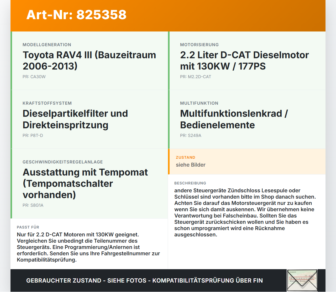 Toyota RAV4 III CA30W 06-13 2.2 130KW Steuergerät ECU für Motor Motorsteuergerät Toyota RAV4 III CA30W 06-13... Vorschau 3