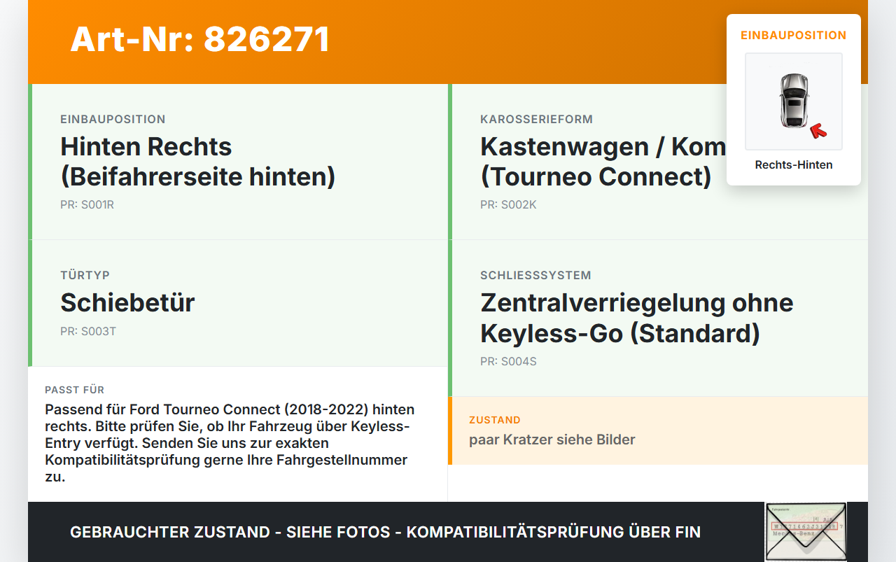 Ford Tourneo Connect 18-22 Türgriff Griff aussen Rechts Hinten Ford Tourneo Connect 18-22 26.09.2019 gebraucht Vorschau 3