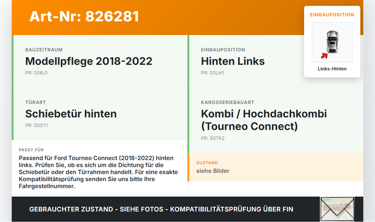 Ford Tourneo Connect 18-22 Dichtung für Tür Links Hinten Ford Tourneo Connect 18-22 26.09.2019 gebraucht Vorschau 3