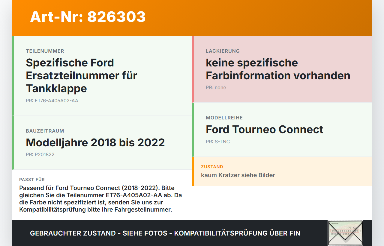 Ford Tourneo Connect 18-22 Tankdeckel Tankklappe Ford Tourneo Connect 18-22 26.09.2019 A405A02 ET76-A405A02-AA gebraucht Vorschau 3