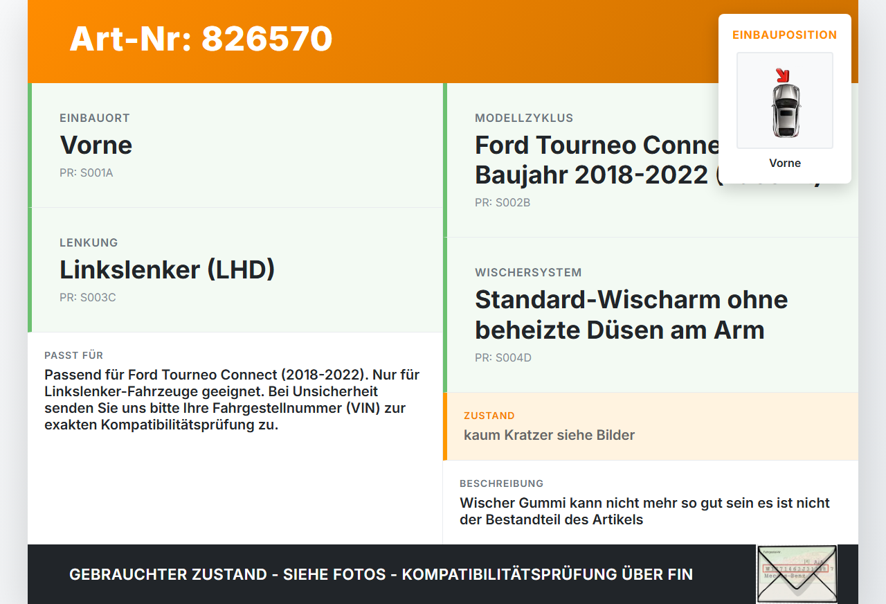 Ford Tourneo Connect 18-22 2x Scheibenwischer Wischarm Vorne Ford Tourneo Connect 18-22 26.09.2019 gebraucht Vorschau 3